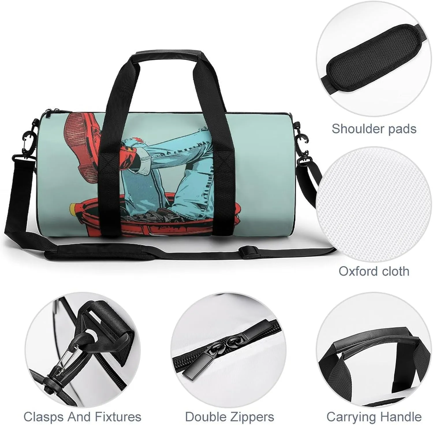 Travel Duffel Bag for Men And Women,Dumped in Trash Can Waterproof Sports Fitness Bag Portable Travel Duffel Bag