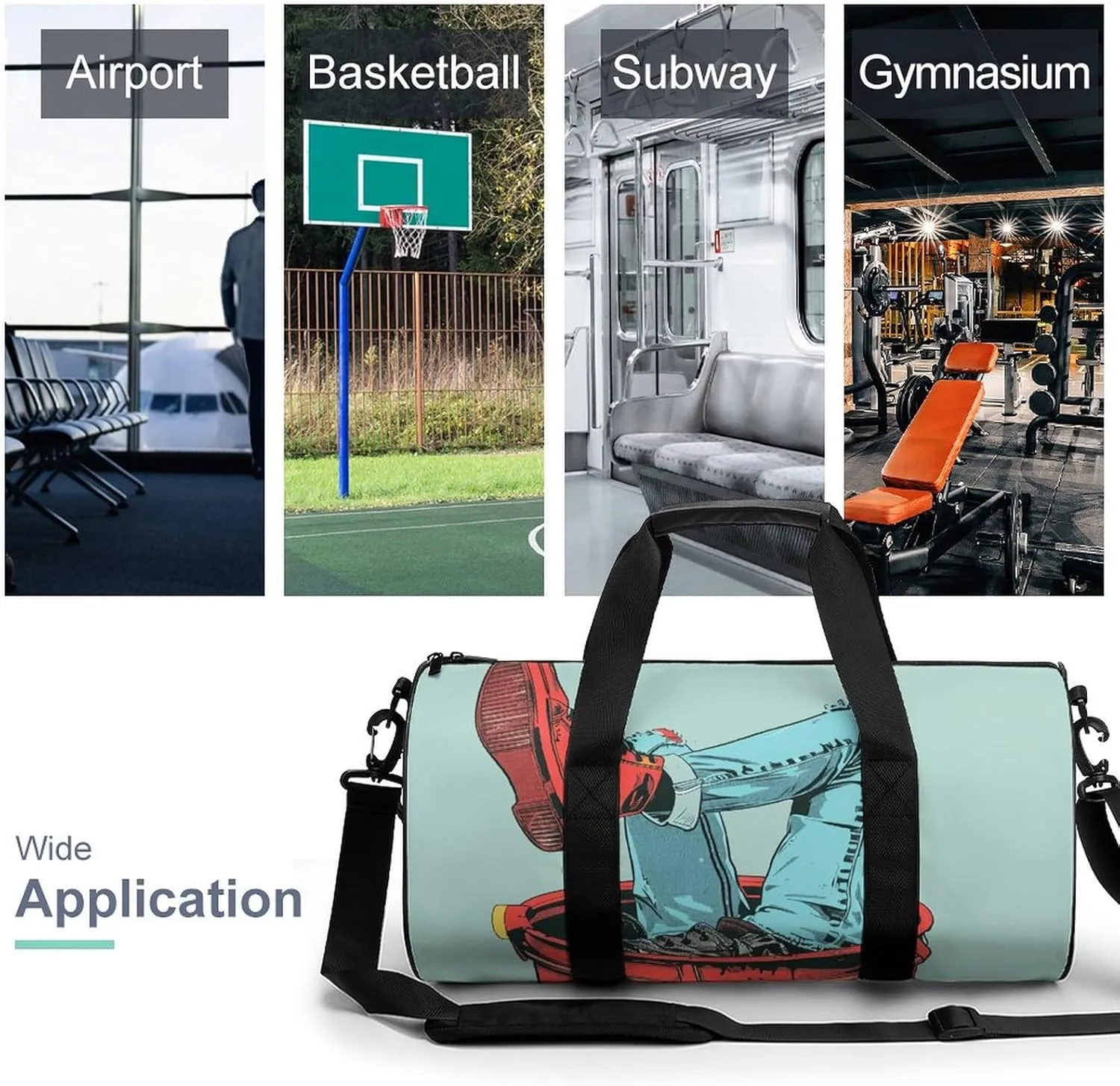 Travel Duffel Bag for Men And Women,Dumped in Trash Can Waterproof Sports Fitness Bag Portable Travel Duffel Bag
