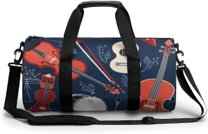 Travel Duffel Bag for Men And Women,Musical Instrument Pattern Waterproof Sports Fitness Bag Portable Travel Duffel Bag