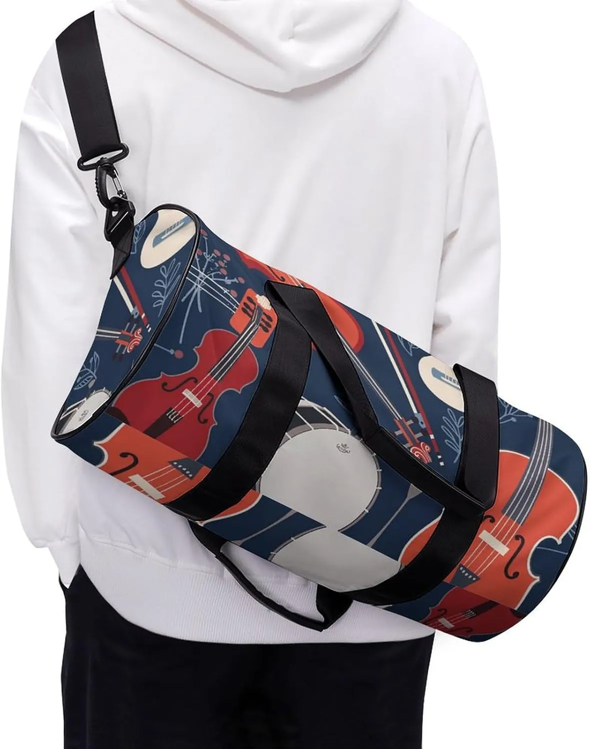 Travel Duffel Bag for Men And Women,Musical Instrument Pattern Waterproof Sports Fitness Bag Portable Travel Duffel Bag