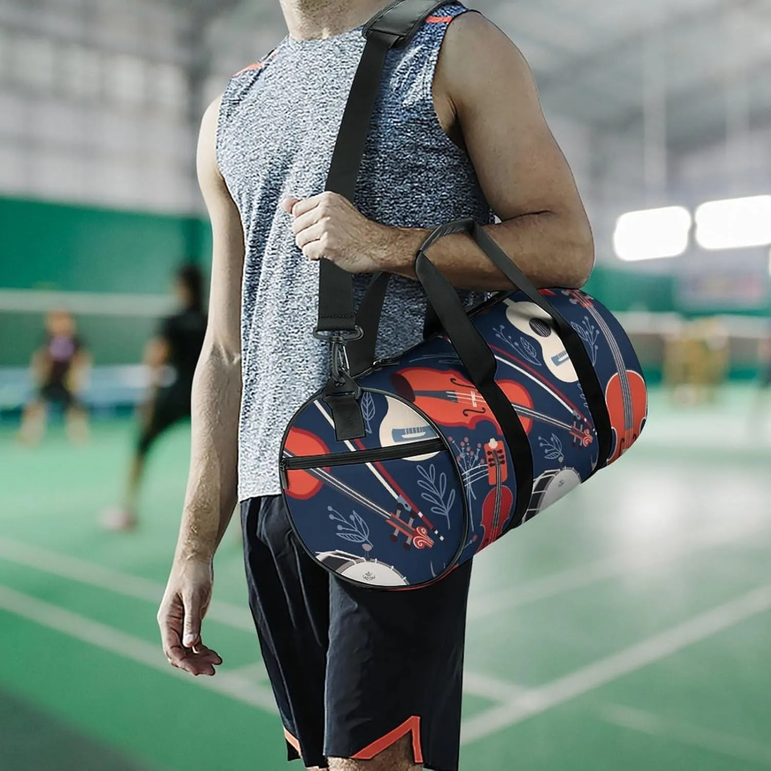 Travel Duffel Bag for Men And Women,Musical Instrument Pattern Waterproof Sports Fitness Bag Portable Travel Duffel Bag