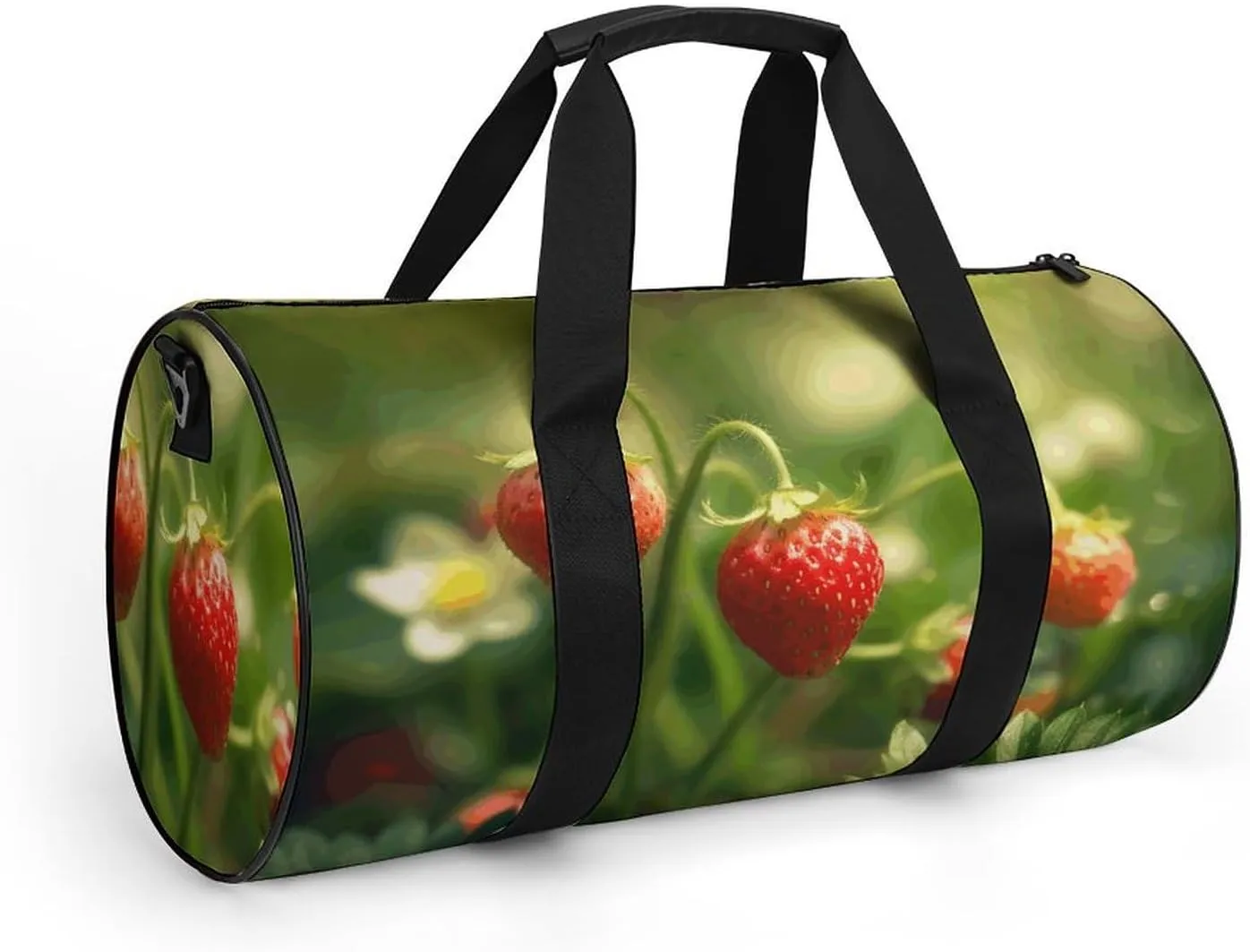 Travel Duffel Bag for Men And Women,Strawberries on The Grass Waterproof Sports Fitness Bag Portable Travel Duffel Bag, 17.7in/9in/9in