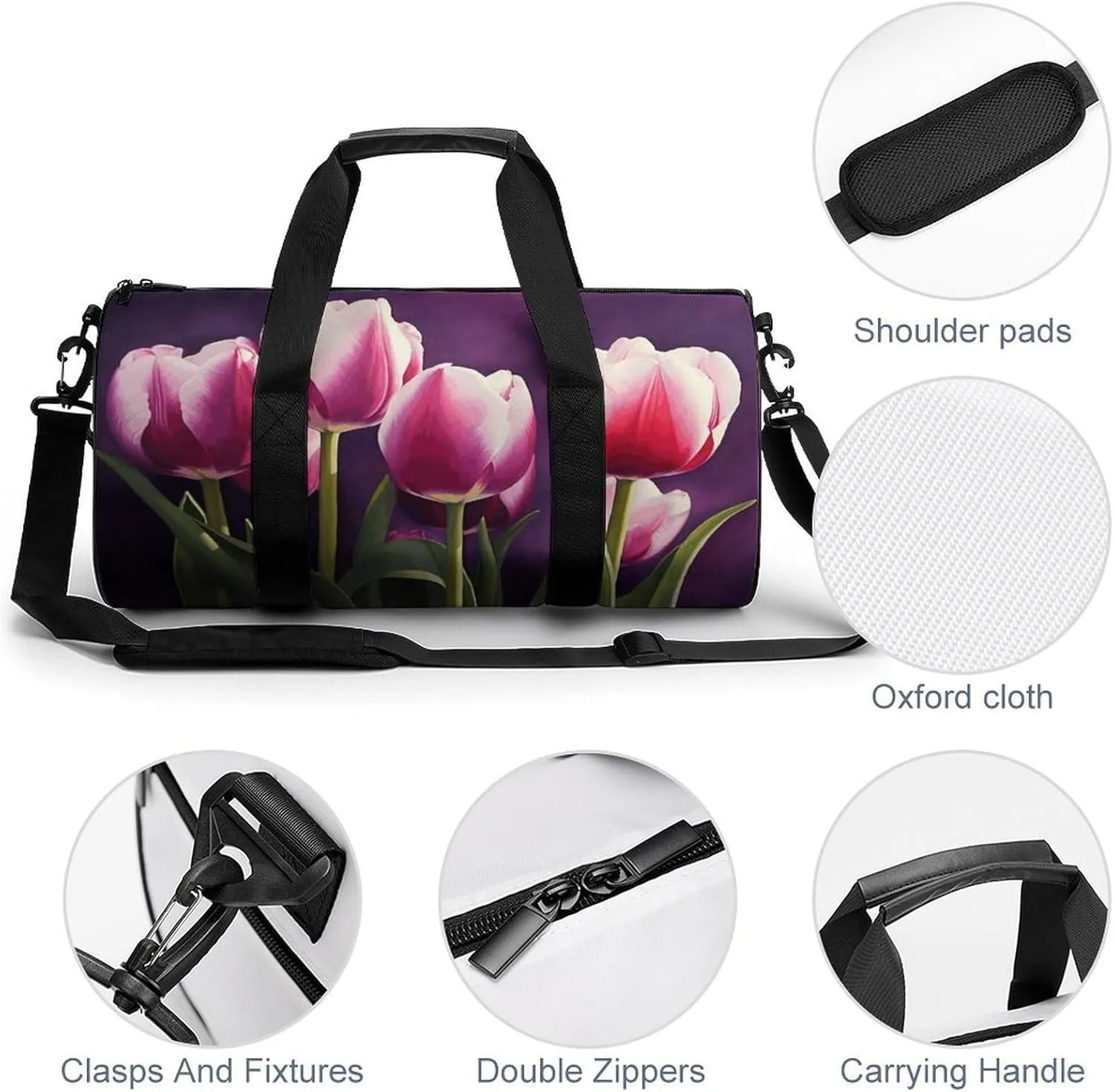 Travel Duffel Bag for Men And Women,Tulips Waterproof Sports Fitness Bag Portable Travel Duffel Bag