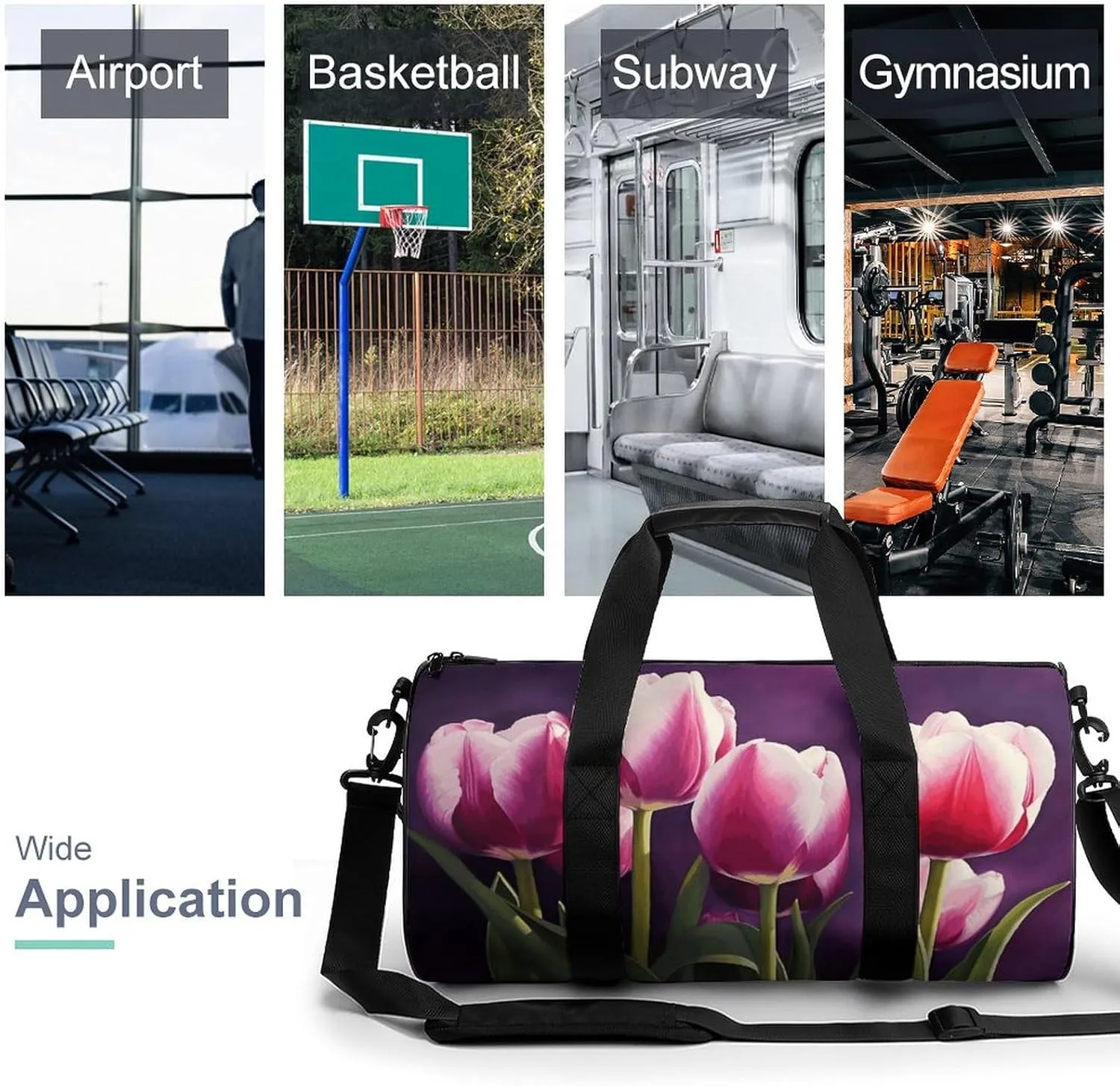 Travel Duffel Bag for Men And Women,Tulips Waterproof Sports Fitness Bag Portable Travel Duffel Bag