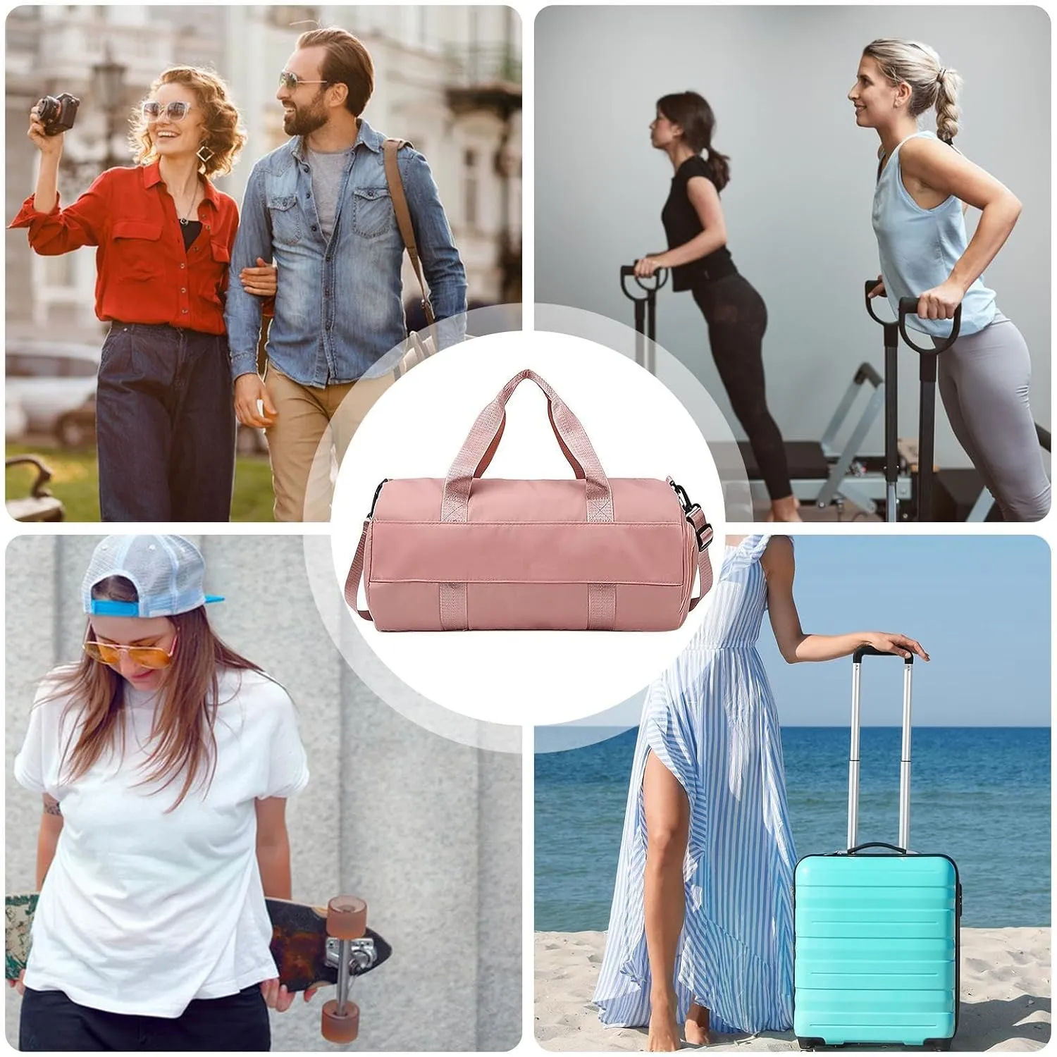 Travel Duffel Bag, Large Capacity Bag, Workout Luggage, Multi-functional Bag, Oxford Cloth Bag, Multi-functional Oxford Cloth Overnight Bag With Shoulder Strap For Camping, Hiking, Beach