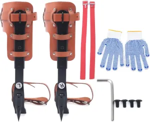 Tree Climbing Spike Set,Pole Climbing Spurs Steel,Adjustable Climber Gaffs,Leather Forged Tree Climbing Tool Non-Slip Pedal for Climbing,Sports,Working