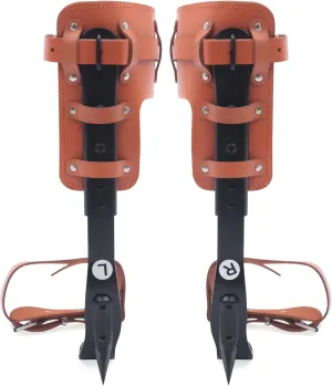 Tree Climbing Spikes Set, Alloy Steel Pole Climbing Spurs Tool Adjustable 2 Gears Climbing Set Cow Leather Straps with Non-Slip Pedal Steel Forging Tree Climbing Tool for Logging Fruit Picking