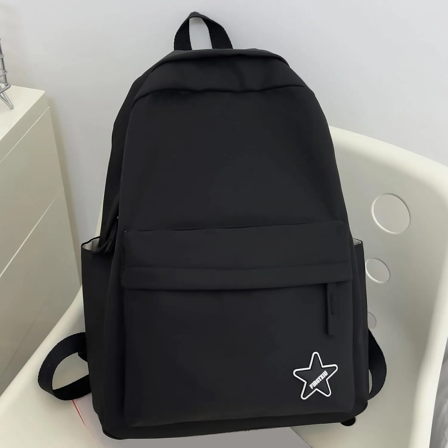 Trendy Student Backpack Casual Versatile Large Capacity Shoulder Bag for College Stylish Everyday Use (Black, One Size)