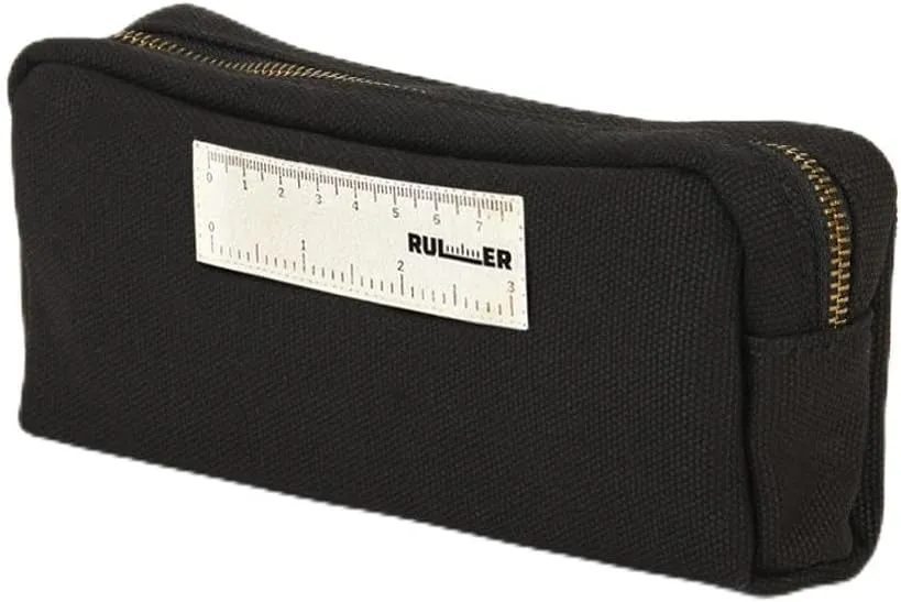 Trilly Canvas Pencil Case Pouch with Ruler I Larger Capacity Simple Pencil Pouch I School Small Pencil Bag For Boys & Girls I Holds Pencil, Pen, Personal Items & Desk Organizer Cute Pen Pouch Black