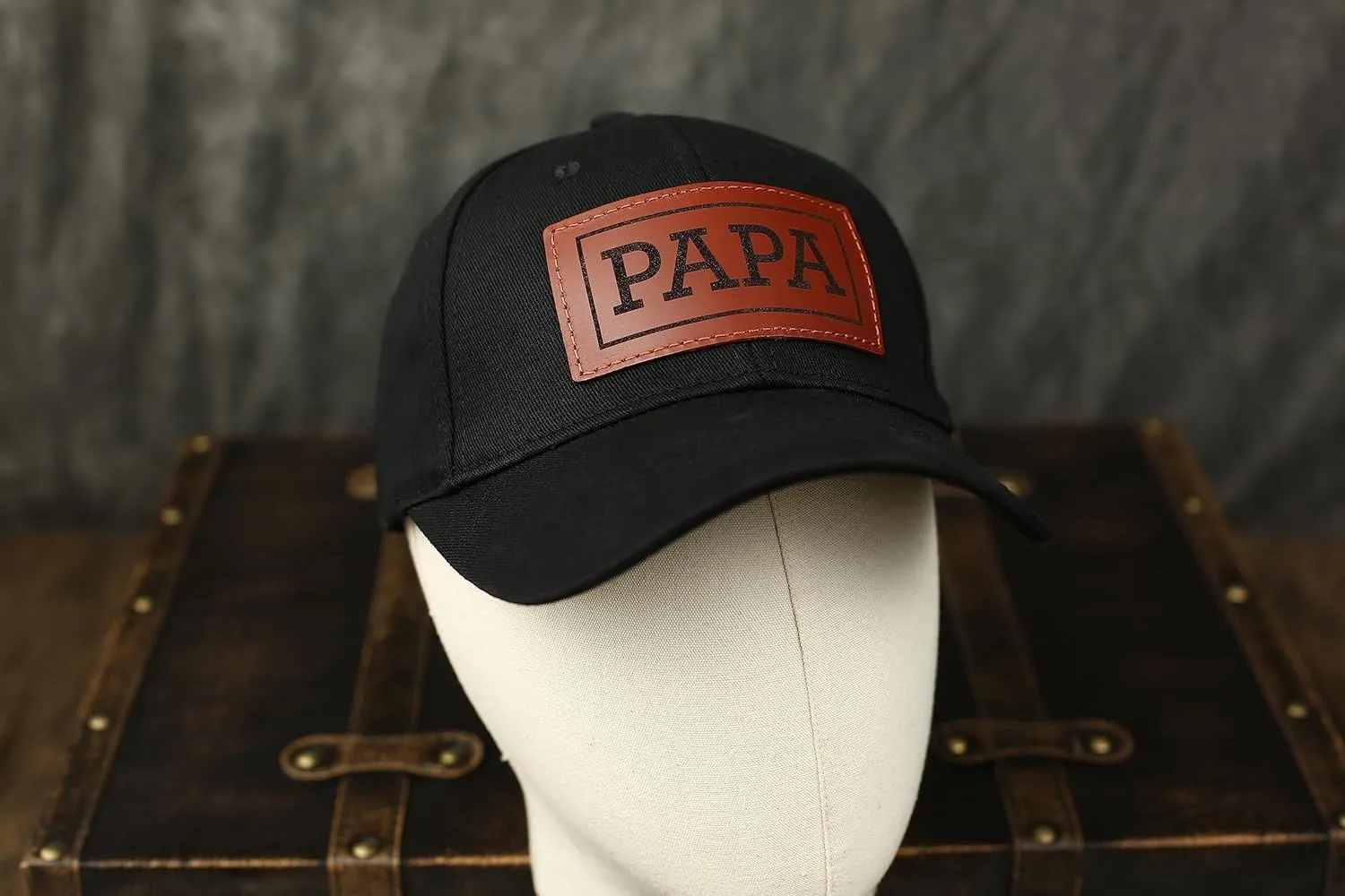 Trucker Hat for Dad, Baseball Hat Papa Cap Laser Engraved Leather Patch Trucker Hat