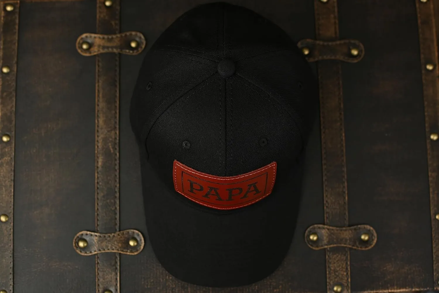 Trucker Hat for Dad, Baseball Hat Papa Cap Laser Engraved Leather Patch Trucker Hat