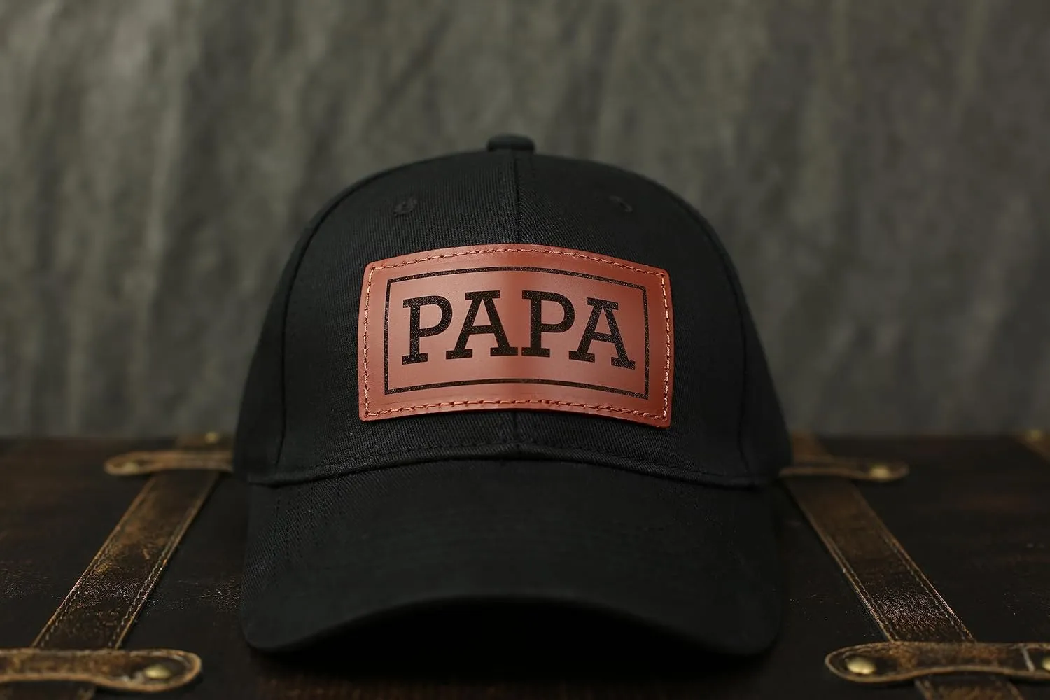 Trucker Hat for Dad, Baseball Hat Papa Cap Laser Engraved Leather Patch Trucker Hat