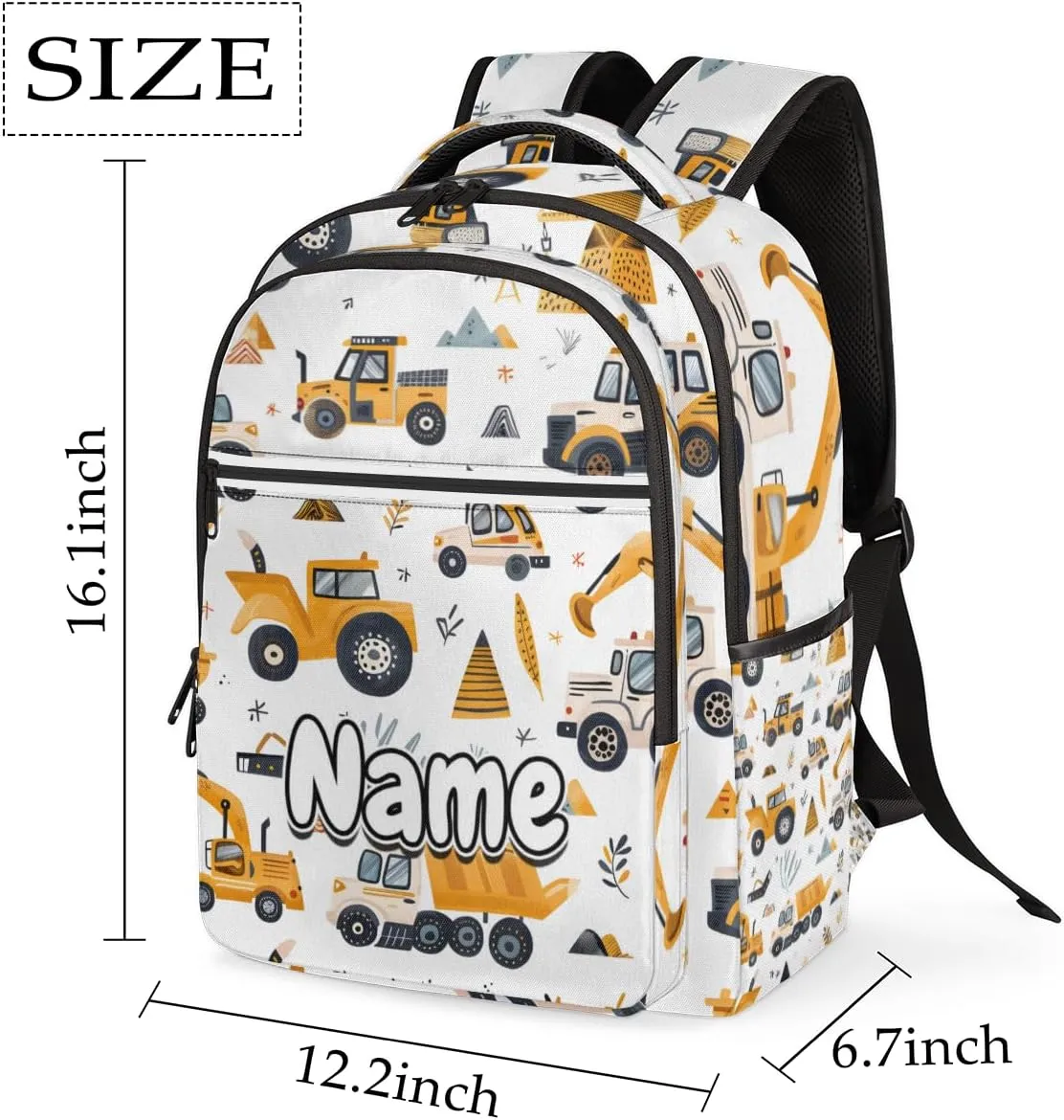 Trucks Personalized Laptop Backpack with Name Custom Shoulder Bags for Women Men Waterproof Travel Casual Daypack Laptop Bag Gifts 16.1in