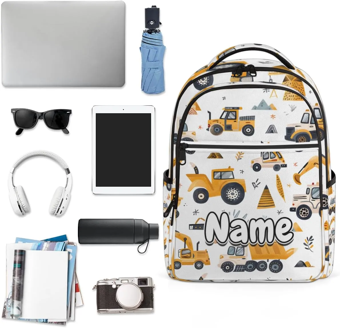 Trucks Personalized Laptop Backpack with Name Custom Shoulder Bags for Women Men Waterproof Travel Casual Daypack Laptop Bag Gifts 16.1in