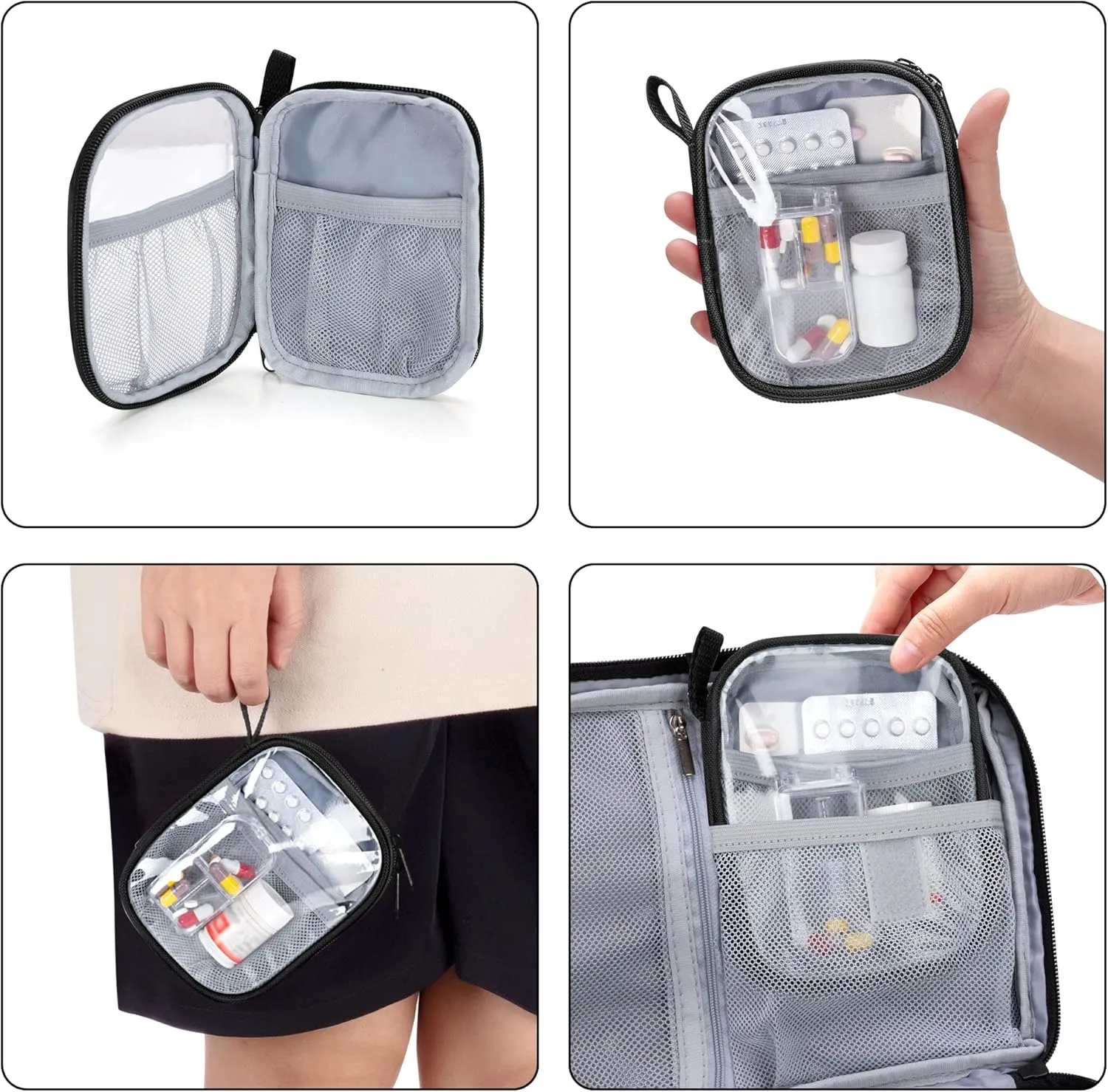 Trunab Medicine Storage and Organizer Bag Empty, Pill Bottle Organizer with Portable Small Pouch, Home First Aid Box for Emergency Medication, Supplements or Medical Kits (Bag Only)(Patent Design)