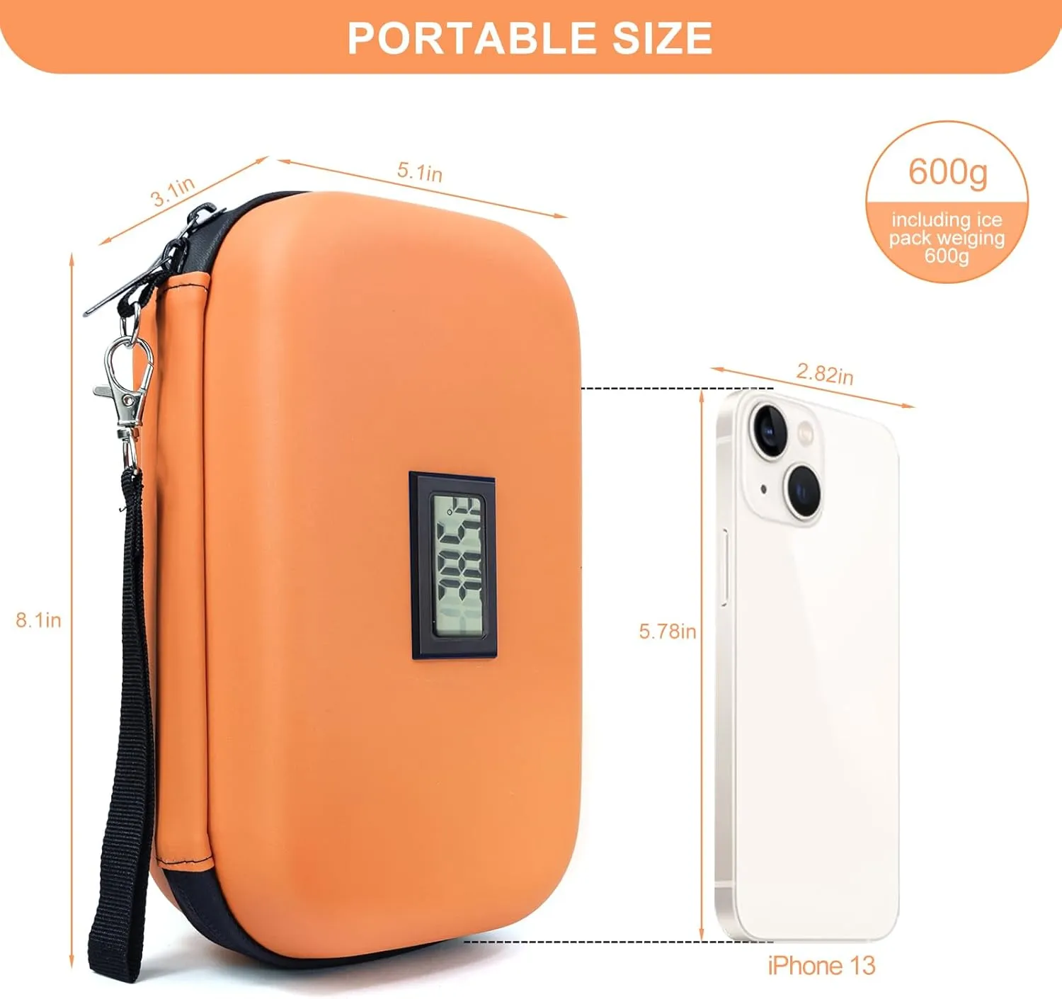 TSA Approved Insulin Cooler Travel Case Medication Cooler for Travel with Temperature Display Diabetic Medication Organizer Medical Travel Cooler Bag with 2 Ice Pack