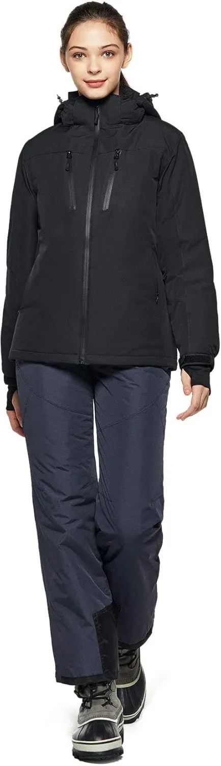TSLA Women's Winter Ski Jacket, Waterproof Warm Insulated Snow Coats, Cold Weather Windproof Snowboard Jacket with Hood