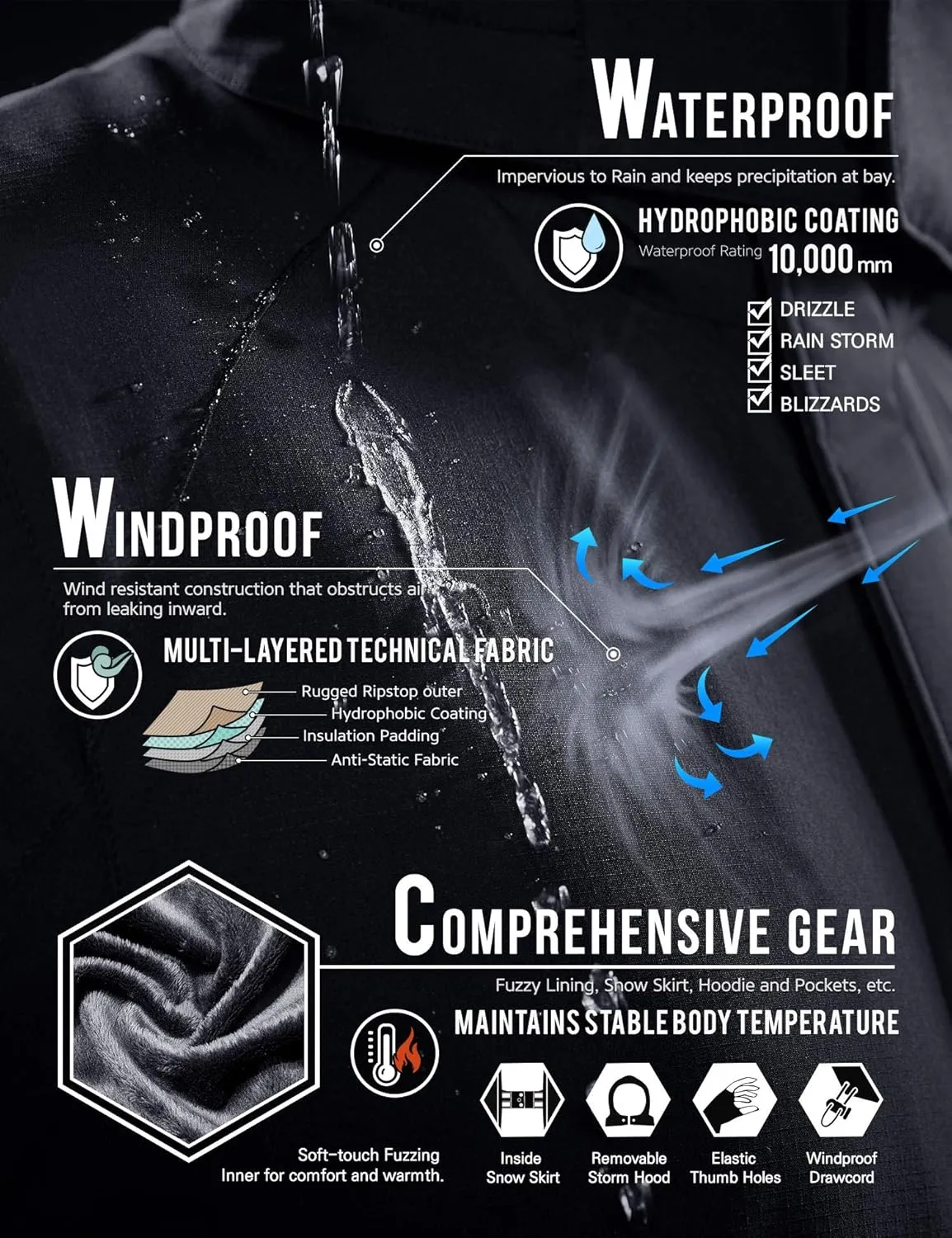 TSLA Women's Winter Ski Jacket, Waterproof Warm Insulated Snow Coats, Cold Weather Windproof Snowboard Jacket with Hood
