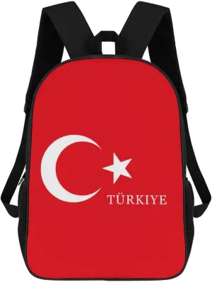 Turkey Turkish Flag of Türkiye 17 Inch Travel Backpack Casual Daypacks Computer Shoulder Bag for Work Shopping Unisex