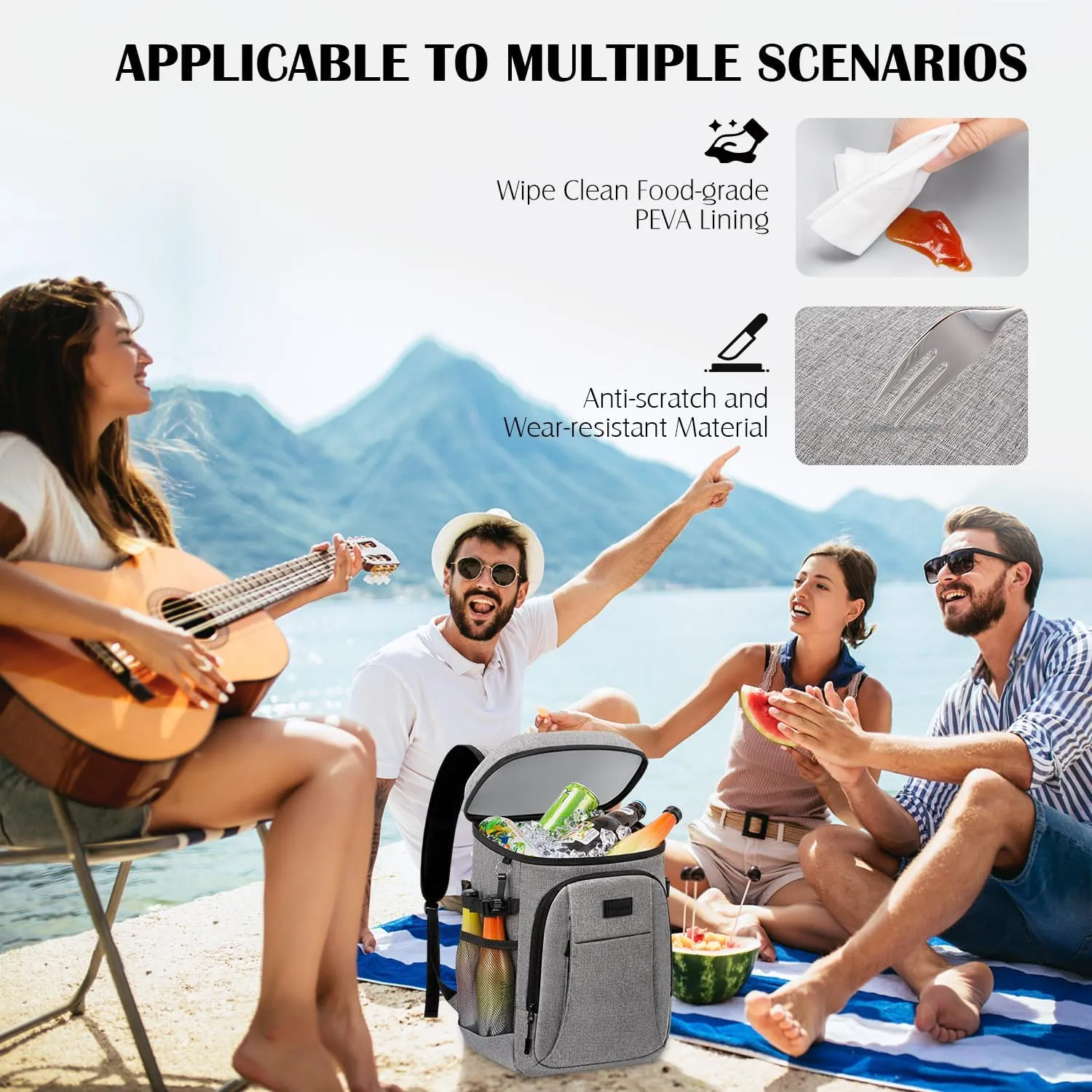 Tuwubi Cooler Backpack 35/42 Cans, Backpack Coolers Insulated Leak Proof for Men Women, Waterproof Soft Sided Lunch Camping Beach Travel Ice Chest Backpack Cooler Bag