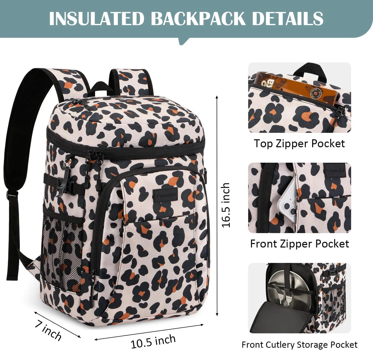 Tuwubi Cooler Backpack 35/42 Cans, Backpack Coolers Insulated Leak Proof for Men Women, Waterproof Soft Sided Lunch Camping Beach Travel Ice Chest Backpack Cooler Bag