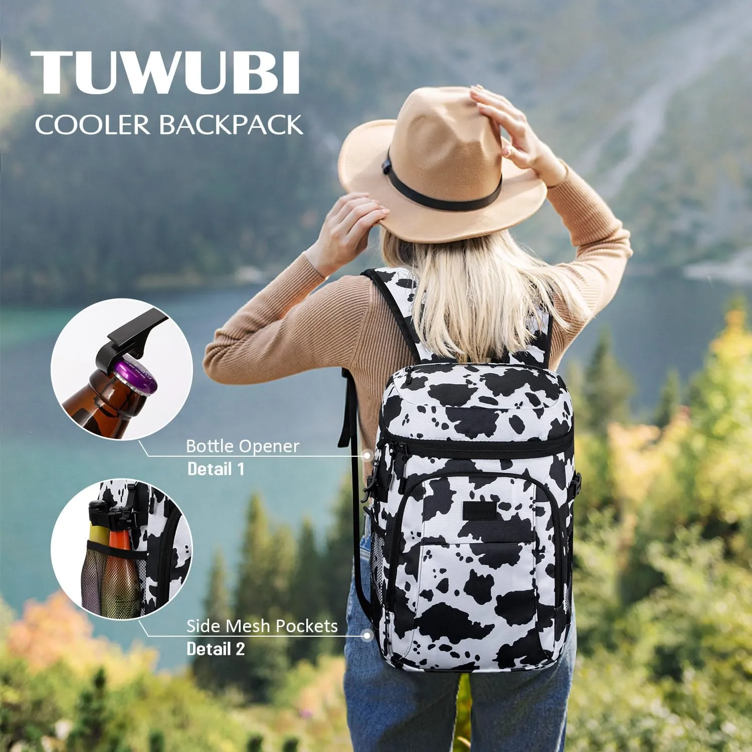 Tuwubi Cooler Backpack 35/42 Cans, Backpack Coolers Insulated Leak Proof for Men Women, Waterproof Soft Sided Lunch Camping Beach Travel Ice Chest Backpack Cooler Bag