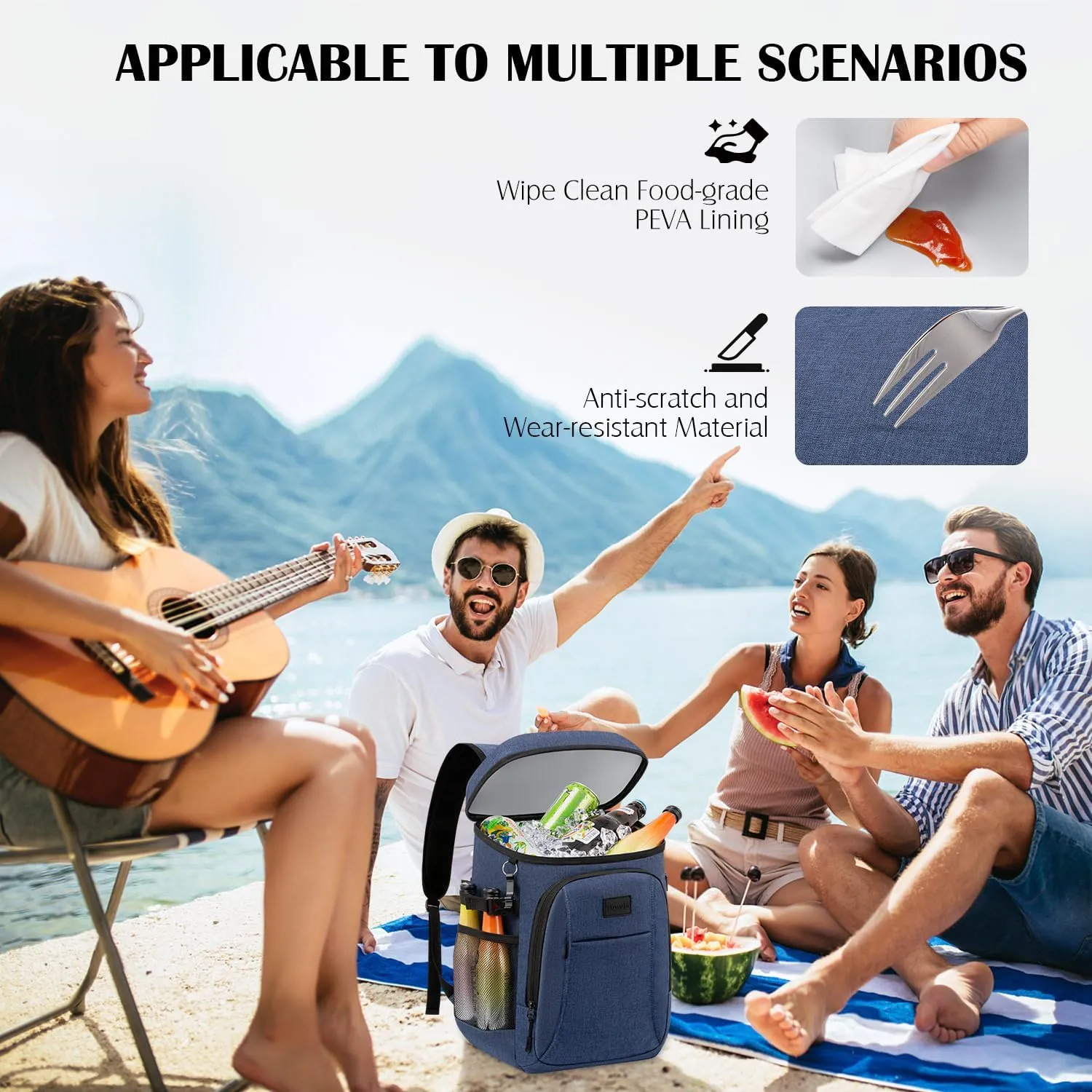 Tuwubi Cooler Backpack 35/42 Cans, Backpack Coolers Insulated Leak Proof for Men Women, Waterproof Soft Sided Lunch Camping Beach Travel Ice Chest Backpack Cooler Bag