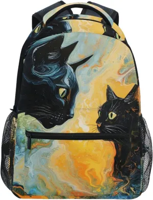 Two Black Cats School Kids Backpack for Boys Girls Laptop Backpack Lightweight Travel Bag for Women Men