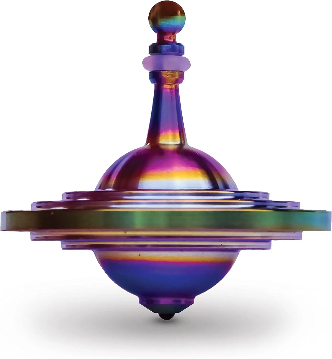 UFO Tops - Cussac - Metal Spinning Top - Inspired by The Documented 1967 UFO Sighting in Cussac, France (Psychedelic Steel)