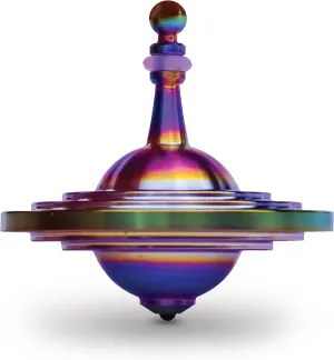 UFO Tops - Cussac - Metal Spinning Top - Inspired by The Documented 1967 UFO Sighting in Cussac, France (Psychedelic Steel)