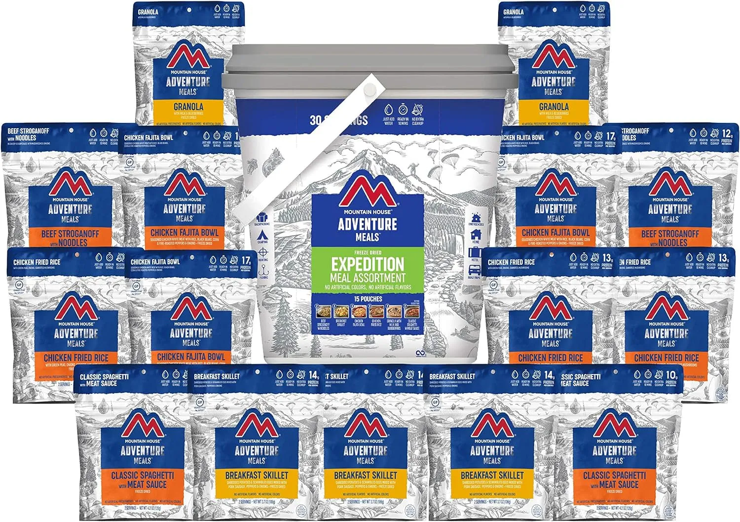 Ultimate Snack Attack Bucket - 30 Freeze-Dried Servings for Outdoor Adventures
