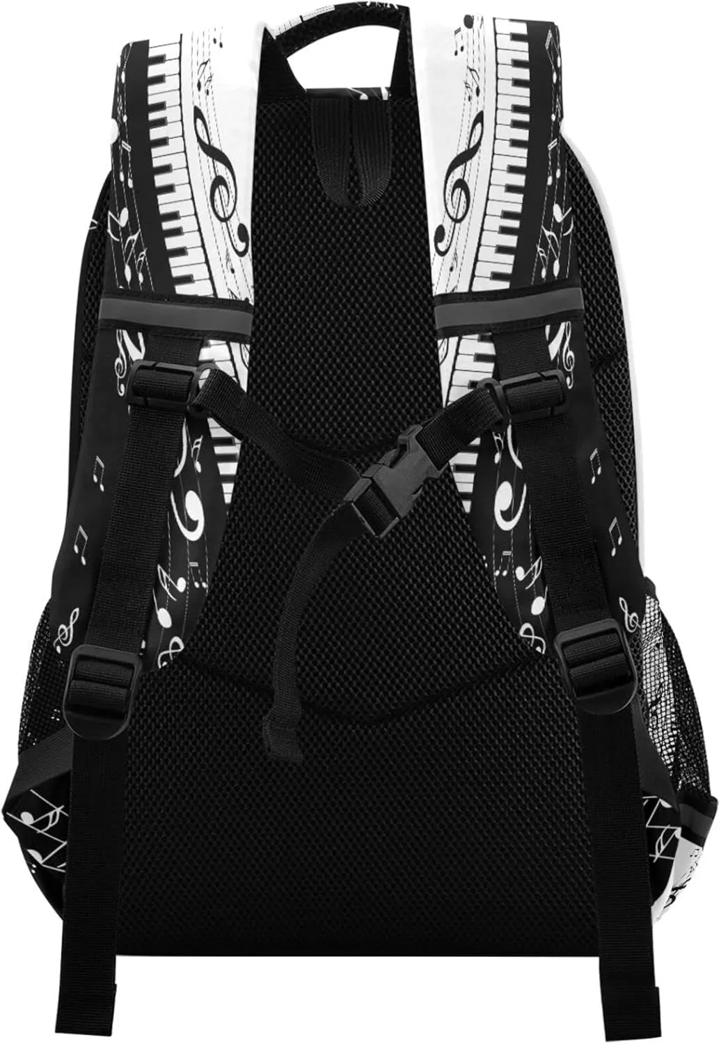 Unique Piano Music Note Backpack, Musical Theme Casual Daypack Laptop Backpack Outdoor Sports Shoulder Bag Safe Reflective Stripes