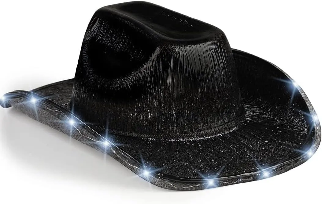 Unisex Cowboy Hat Light Up Flashing LED Brim Fun Light Up Hat For Disco Party Halloween Costume