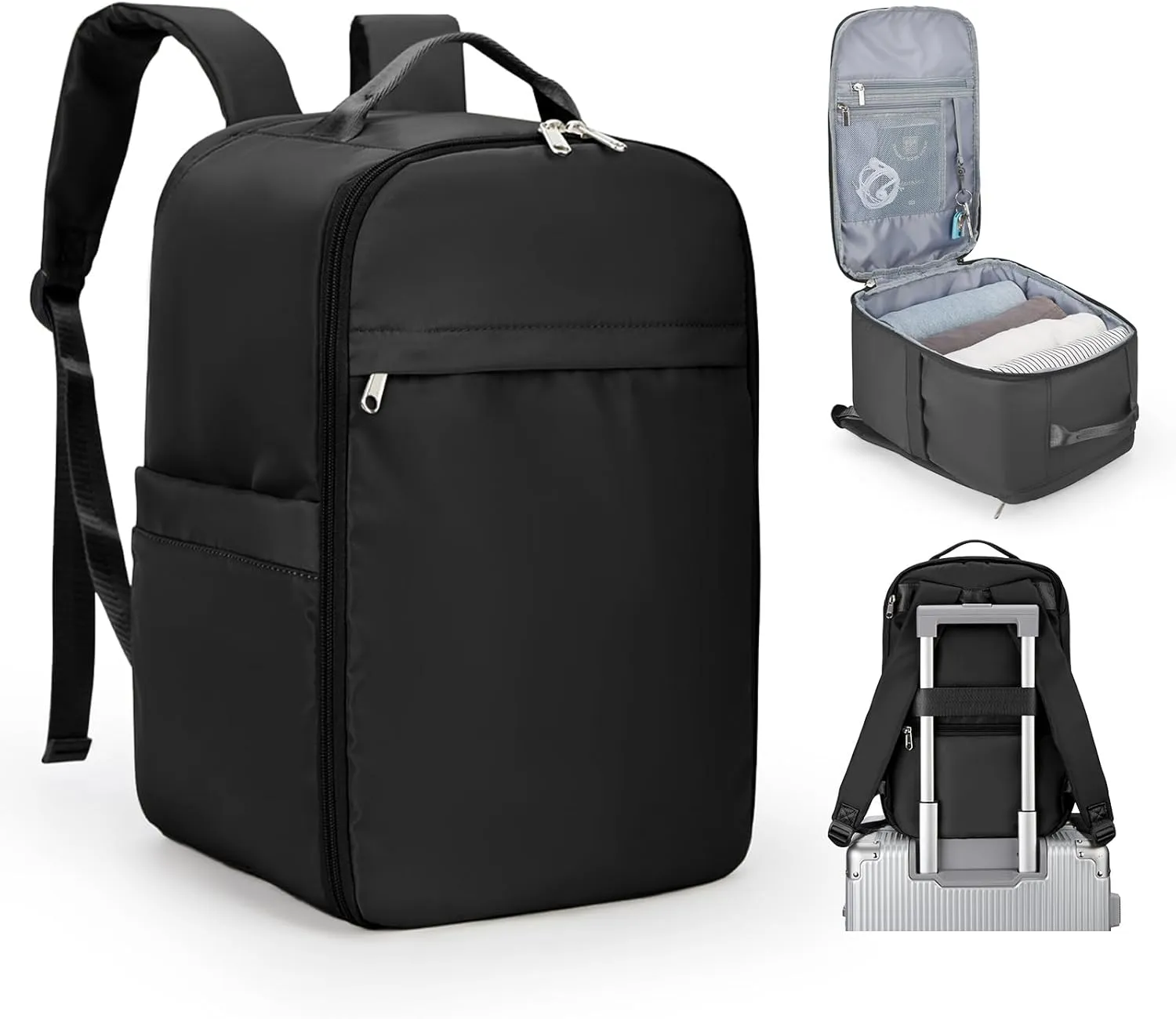 United Airlines Approved Personal Item Travel Bag, Underseat 20L Carry on Backpack, Waterproof Cabin Luggage Bag, mochila de viaje, Frontier Airlines Personal Item Bag, black