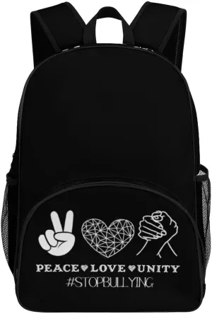 Unity Day - Peace Love Unity Anti Bullying Orange Backpack for Worker Teacher Business Hiking Travel Bag Shoulders Bag