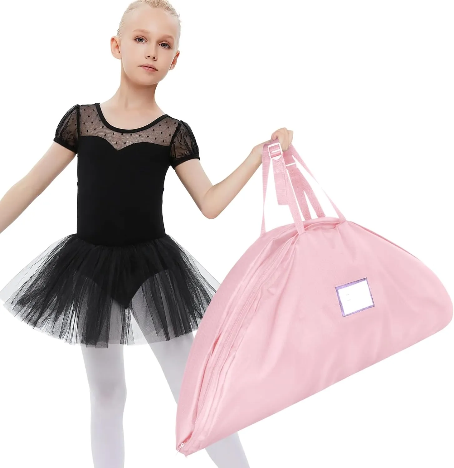 Univivi 40 Inch Girls Tutu Garment Bag for Hanging Clothes, Ballet Costume Dance Bag Costume Garment Bags for Dancers with Handle Strap for Storage and Travel (Pink)