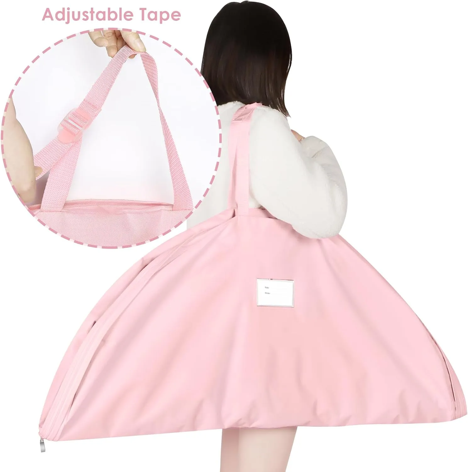 Univivi 40 Inch Girls Tutu Garment Bag for Hanging Clothes, Ballet Costume Dance Bag Costume Garment Bags for Dancers with Handle Strap for Storage and Travel (Pink)