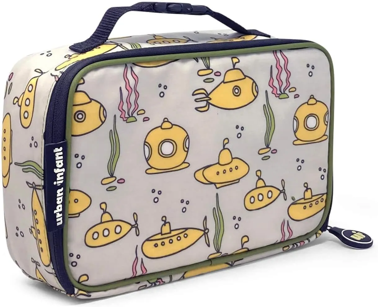 Urban Infant Yummie Kids Lunch Box Insulated Bag - Toddler Boys and Girls – Perfect for Daycare Preschool Travel Snacks – Allergy Alert Cards - Fits Bento Boxes - Submarines