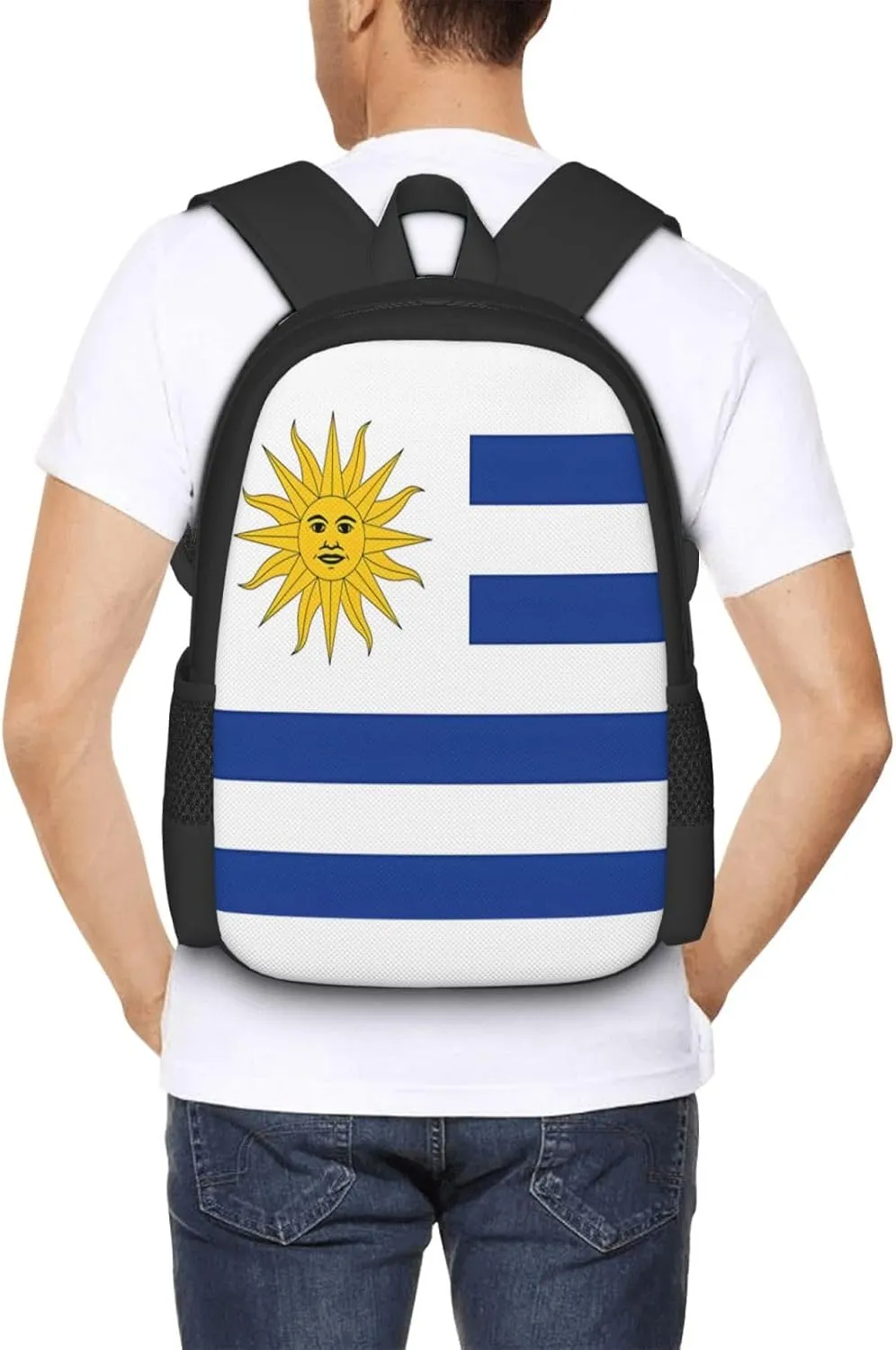 Uruguay Uruguayan Flag Travel Backpack Casual Backpacks 15 Inch Laptop Back Pack Lightweight Rucksack Outdoor Sport Daypack Large Bags for Working Camping Hiking