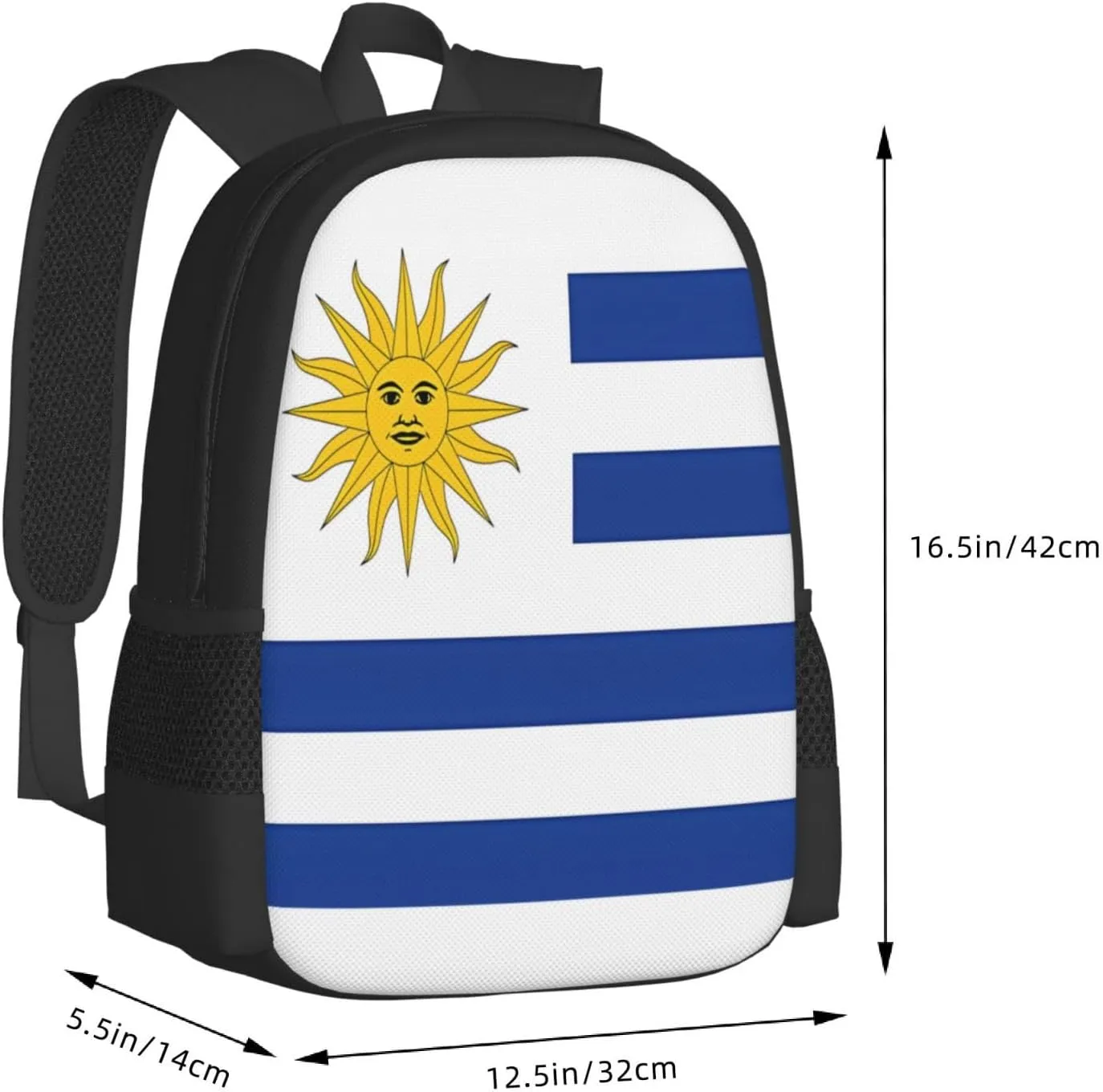 Uruguay Uruguayan Flag Travel Backpack Casual Backpacks 15 Inch Laptop Back Pack Lightweight Rucksack Outdoor Sport Daypack Large Bags for Working Camping Hiking