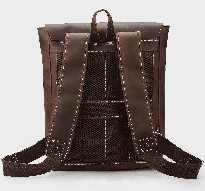 VacationGrabs Genuine Leather Mens Travel Backpack
