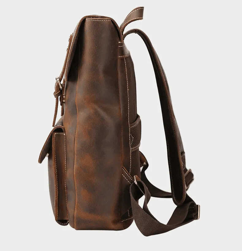 VacationGrabs Genuine Leather Mens Travel Backpack