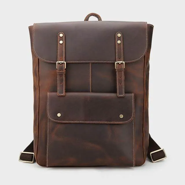 VacationGrabs Genuine Leather Mens Travel Backpack