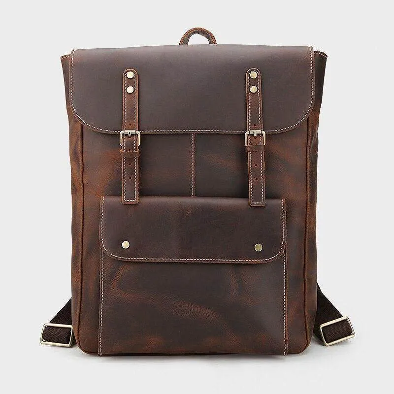 VacationGrabs Genuine Leather Mens Travel Backpack