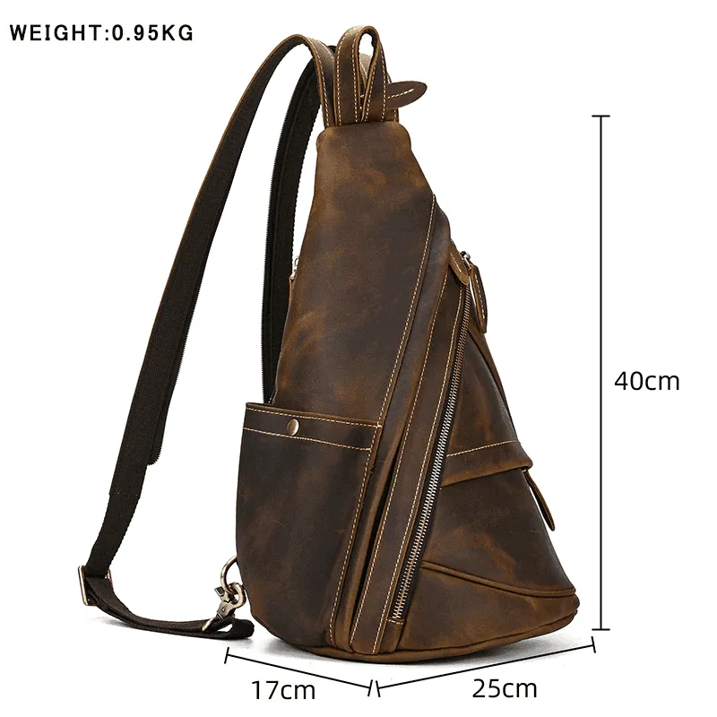 VacationGrabs Leather Black Sling Bag for Everyday Use