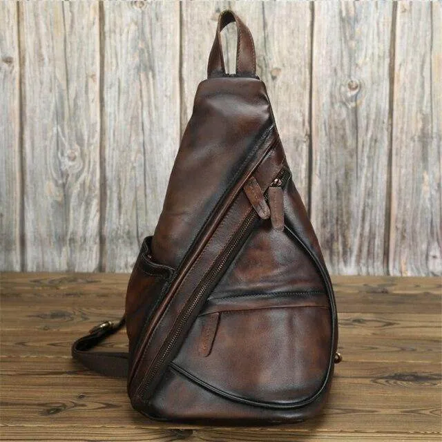 VacationGrabs Leather Black Sling Bag for Everyday Use