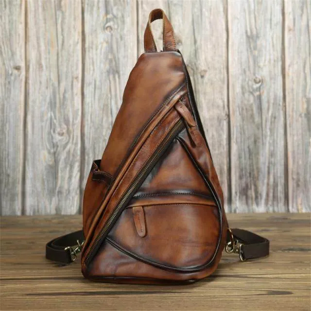 VacationGrabs Leather Black Sling Bag for Everyday Use