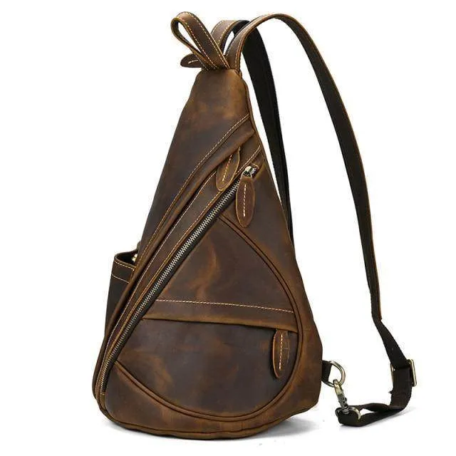 VacationGrabs Leather Black Sling Bag for Everyday Use