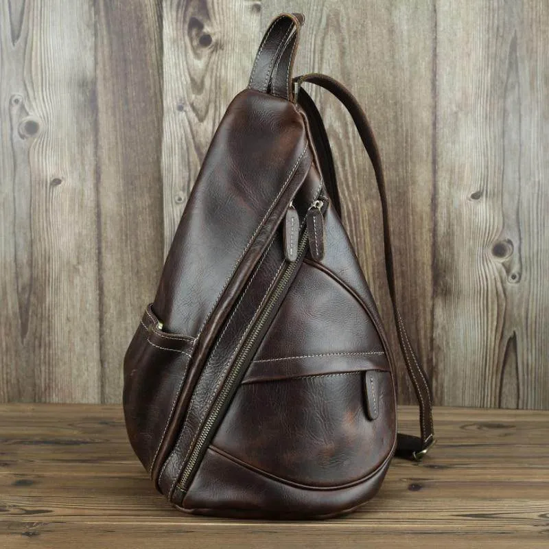 VacationGrabs Leather Black Sling Bag for Everyday Use