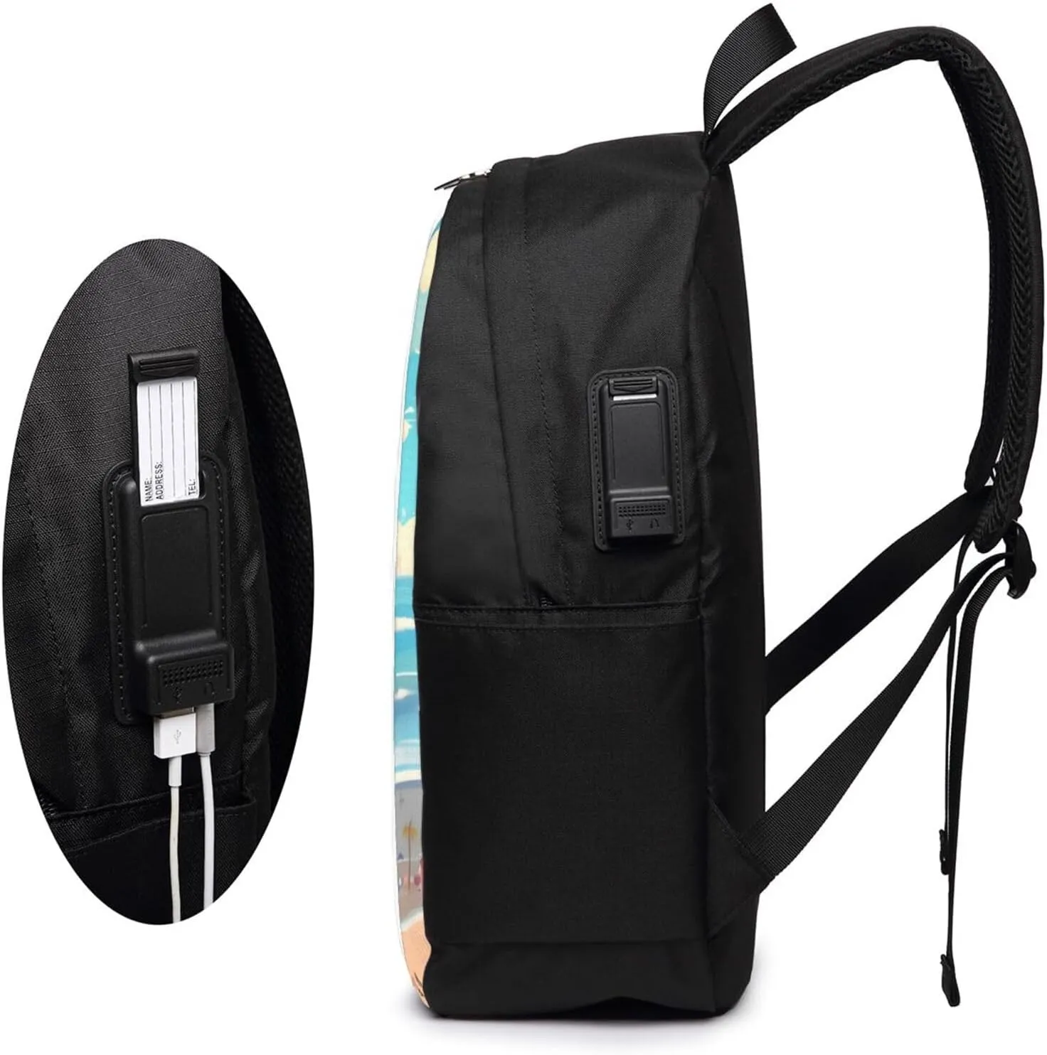 vacsAX Durable Ergonomic Backpack With - Large Capacity With USB Ports - Perfect For Women Men Beach cartoon